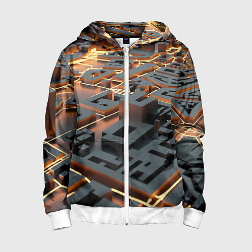 Детская толстовка на молнии 3D абстрактная схема / 3D-Белый – фото 1