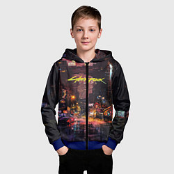 Толстовка на молнии детская CYBERPUNK 2077:КИБЕРПАНК S, цвет: 3D-синий — фото 2