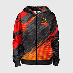 Толстовка на молнии детская Форма для мотокросса FOX, цвет: 3D-черный