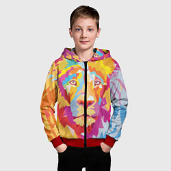 Толстовка на молнии детская Акварельный лев, цвет: 3D-красный — фото 2