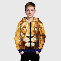 Толстовка на молнии детская Взгляд льва, цвет: 3D-синий — фото 2