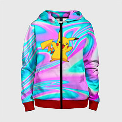 Толстовка на молнии детская Пикачу, цвет: 3D-красный