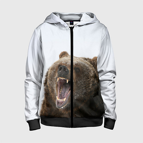 Детская толстовка на молнии Bear / 3D-Черный – фото 1