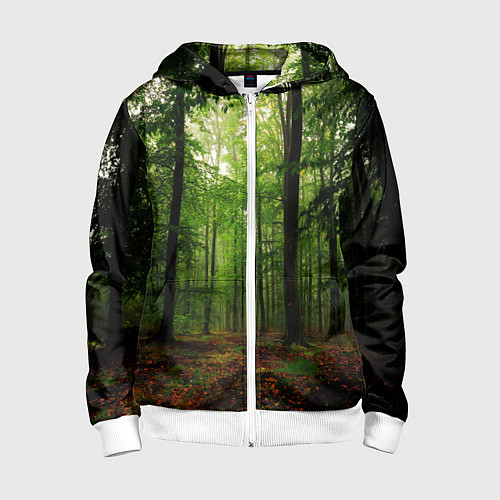 Детская толстовка на молнии Лес / 3D-Белый – фото 1
