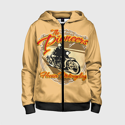 Детская толстовка на молнии Hoosier Motorcycling / 3D-Черный – фото 1