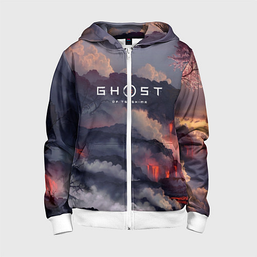 Детская толстовка на молнии Ghost of Tsushima / 3D-Белый – фото 1
