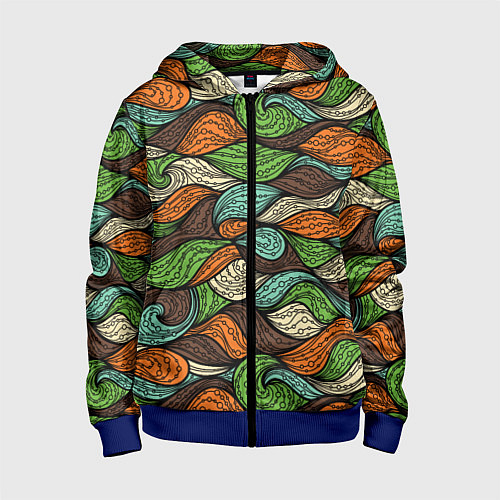 Детская толстовка на молнии Абстрактные волны / 3D-Синий – фото 1