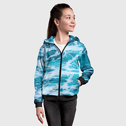 Толстовка на молнии детская Вода волны пена море, цвет: 3D-черный — фото 2