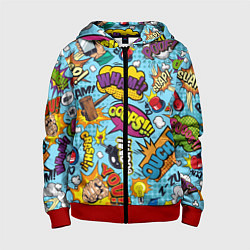 Толстовка на молнии детская Pop art comics, цвет: 3D-красный