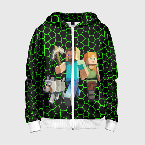 Детская толстовка на молнии Minecraft / 3D-Белый – фото 1