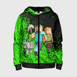 Толстовка на молнии детская Minecraft, цвет: 3D-черный