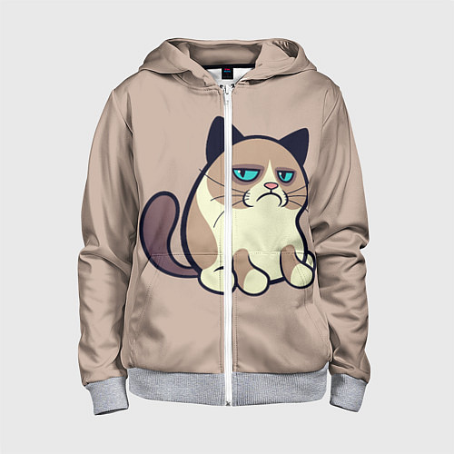 Детская толстовка на молнии Великий Grumpy Cat / 3D-Меланж – фото 1