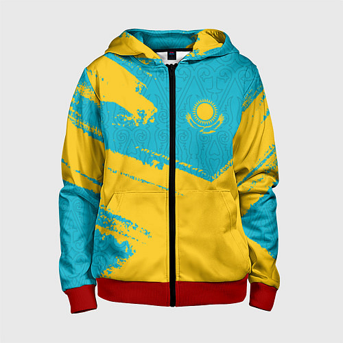 Детская толстовка на молнии КАЗАХСТАН KAZAKHSTAN / 3D-Красный – фото 1