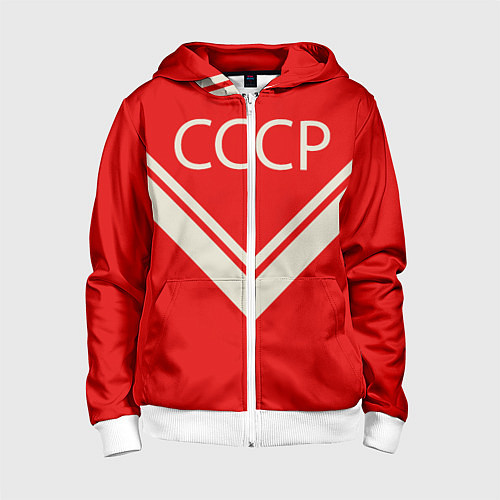 Детская толстовка на молнии СССР хоккейная форма / 3D-Белый – фото 1