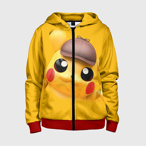 Детская толстовка на молнии Pikachu Pika Pika / 3D-Красный – фото 1