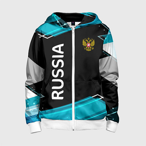 Детская толстовка на молнии RUSSIA / 3D-Белый – фото 1