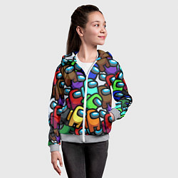 Толстовка на молнии детская Among us, цвет: 3D-меланж — фото 2