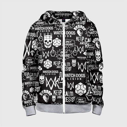 Детская толстовка на молнии WATCH DOGS LEGION / 3D-Меланж – фото 1