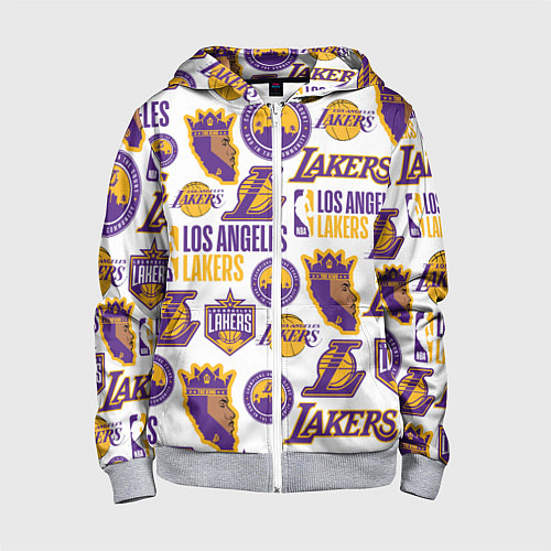 Детская толстовка на молнии LAKERS LOGO / 3D-Меланж – фото 1