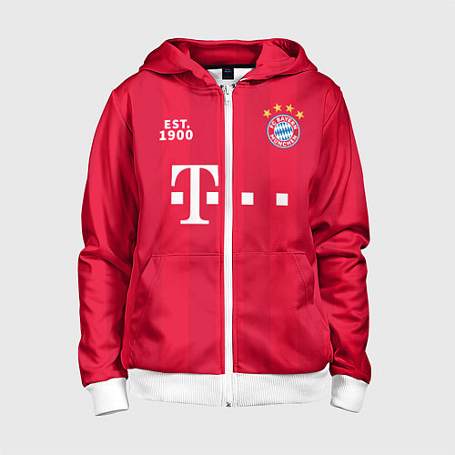 Детская толстовка на молнии BAYERN 2021 - ДОМАШНЯЯ / 3D-Белый – фото 1