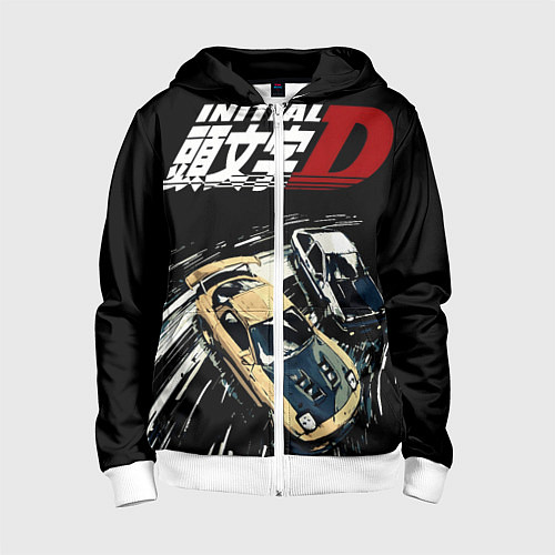 Детская толстовка на молнии Initial D Z / 3D-Белый – фото 1