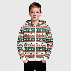 Толстовка на молнии детская Новогодний орнамент, цвет: 3D-белый — фото 2