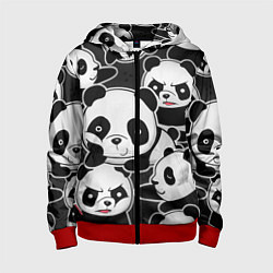 Толстовка на молнии детская Смешные панды, цвет: 3D-красный