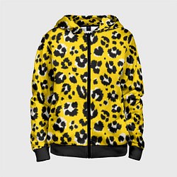 Толстовка на молнии детская Леопард, цвет: 3D-черный