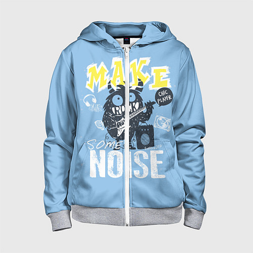 Детская толстовка на молнии Монстр рока / 3D-Меланж – фото 1