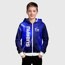 Толстовка на молнии детская Субару, цвет: 3D-белый — фото 2