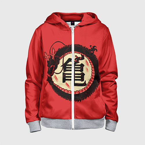 Детская толстовка на молнии Иероглифы Китайский Дракон / 3D-Меланж – фото 1
