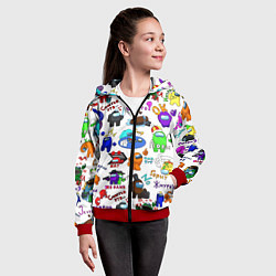 Толстовка на молнии детская AMONG US STICKERBOMBING, цвет: 3D-красный — фото 2