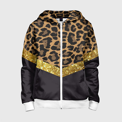 Детская толстовка на молнии Леопардовый принт / 3D-Белый – фото 1