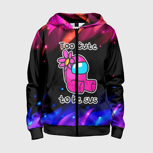 Детская толстовка на молнии Pink Among Us / 3D-Черный – фото 1