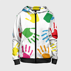 Детская толстовка на молнии Цветные ладошки - Детский узор