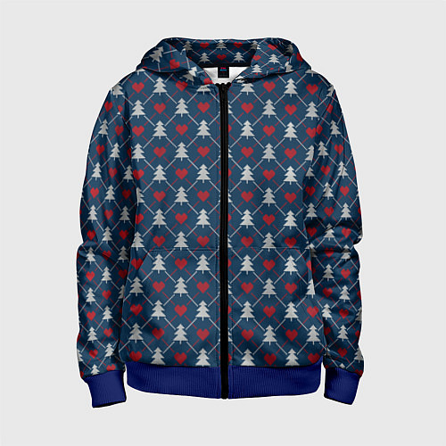 Детская толстовка на молнии Новый Год / 3D-Синий – фото 1