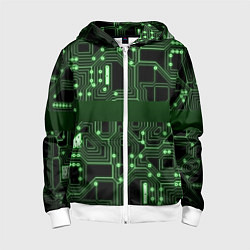 Толстовка на молнии детская Неоновая схема, цвет: 3D-белый