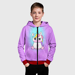 Толстовка на молнии детская Единорог, цвет: 3D-красный — фото 2