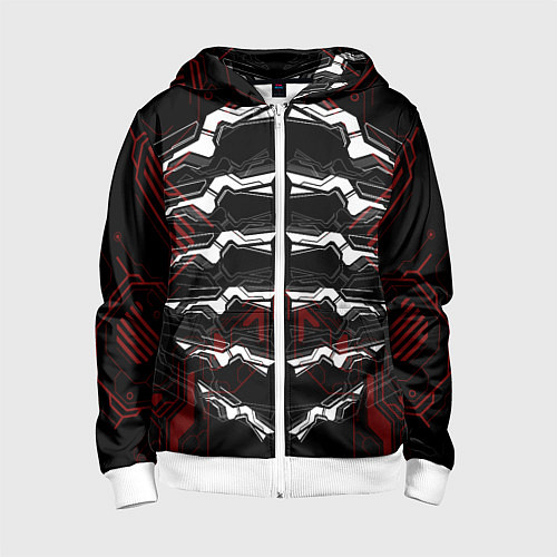 Детская толстовка на молнии Цифровой киберскелет / 3D-Белый – фото 1