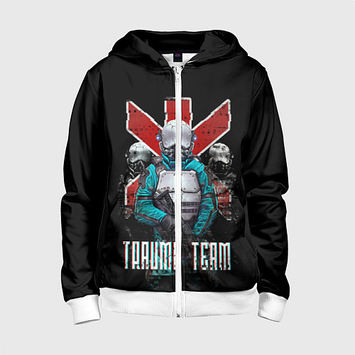 Детская толстовка на молнии CYBERPUNK TRAUMA TEAM / 3D-Белый – фото 1