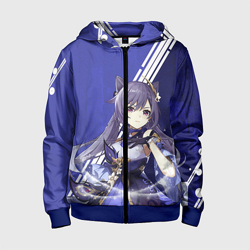 Детская толстовка на молнии Genshin Impact / 3D-Синий – фото 1