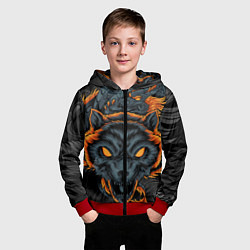 Толстовка на молнии детская Волк и дракон, цвет: 3D-красный — фото 2