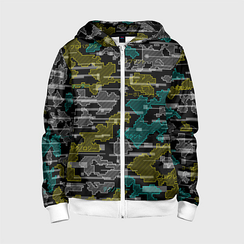 Детская толстовка на молнии Futuristic Camo / 3D-Белый – фото 1