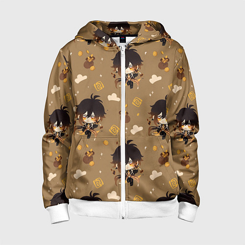 Детская толстовка на молнии Чиби Чжун Ли / 3D-Белый – фото 1