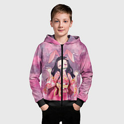 Толстовка на молнии детская Незуко Камадо, цвет: 3D-черный — фото 2