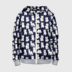 Толстовка на молнии детская Собаки Пушистики, цвет: 3D-меланж