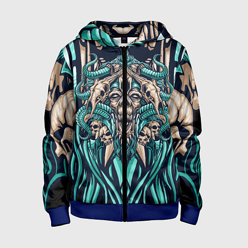 Детская толстовка на молнии Древний зомби / 3D-Синий – фото 1