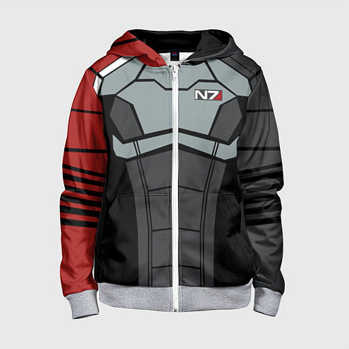 Детская толстовка на молнии КОСТЮМ N7 MASS EFFECT N7 М / 3D-Меланж – фото 1