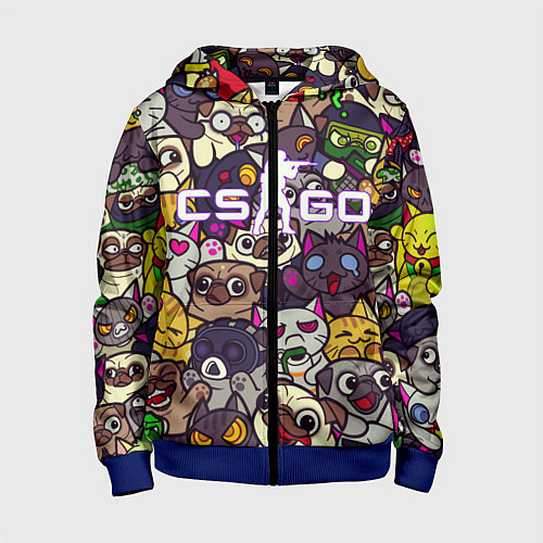 Детская толстовка на молнии CS:GO - Paw Paw Лапки / 3D-Синий – фото 1