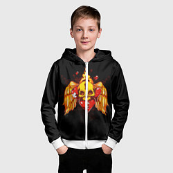 Толстовка на молнии детская Skull Heart, цвет: 3D-белый — фото 2